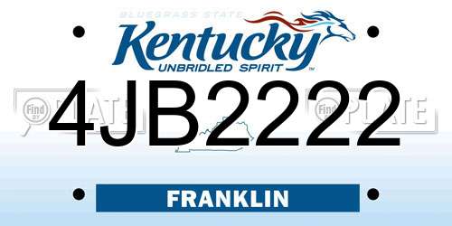 4JB2222 Kentucky License Plate