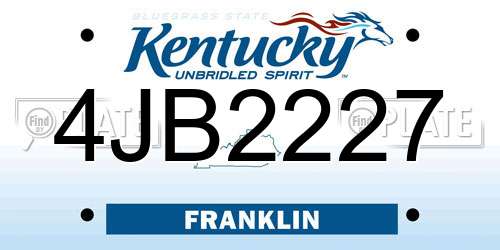 4JB2227 Kentucky License Plate