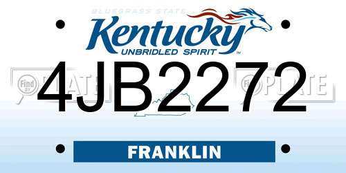 4JB2272 Kentucky License Plate