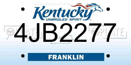 4JB2277 Kentucky License Plate