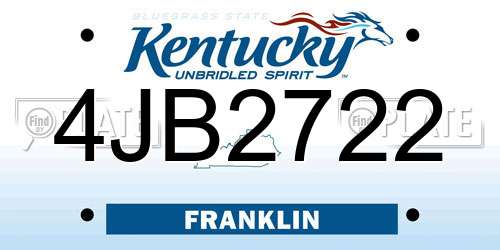 4JB2722 Kentucky License Plate