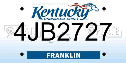 4JB2727 Kentucky License Plate