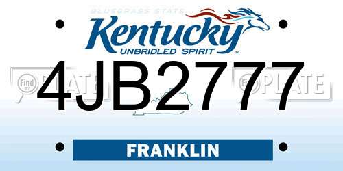 4JB2777 Kentucky License Plate