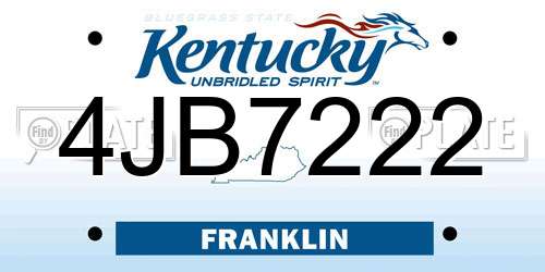 4JB7222 Kentucky License Plate
