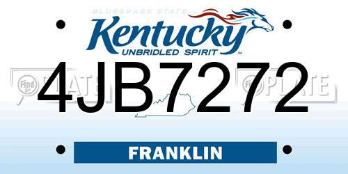 4JB7272 Kentucky License Plate