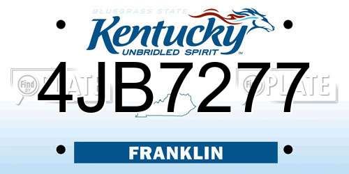 4JB7277 Kentucky License Plate