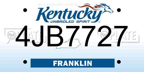 4JB7727 Kentucky License Plate