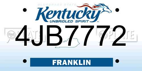 4JB7772 Kentucky License Plate