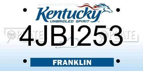 4JBI253 Kentucky License Plate