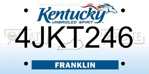 4JKT246 Kentucky License Plate