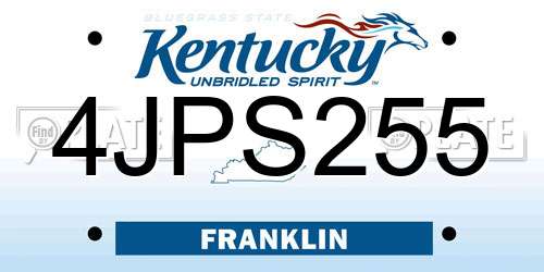 4JPS255 Kentucky License Plate