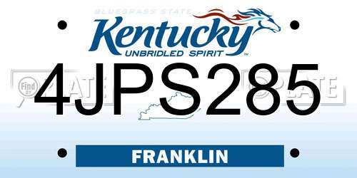 4JPS285 Kentucky License Plate