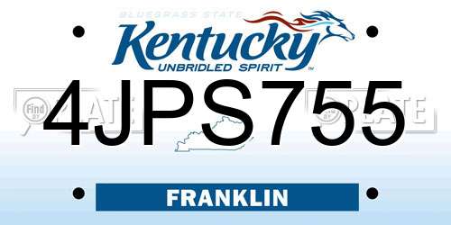 4JPS755 Kentucky License Plate
