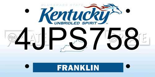 4JPS758 Kentucky License Plate
