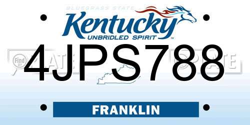 4JPS788 Kentucky License Plate