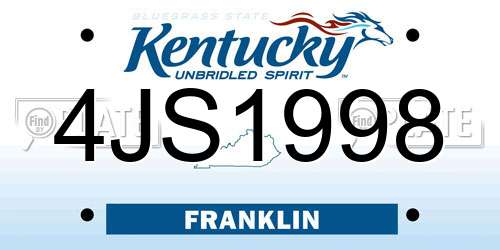 4JS1998 Kentucky License Plate