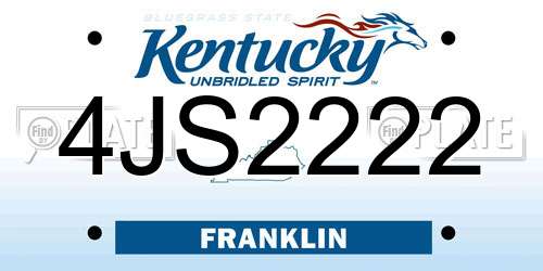 4JS2222 Kentucky License Plate