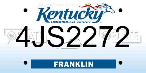 4JS2272 Kentucky License Plate