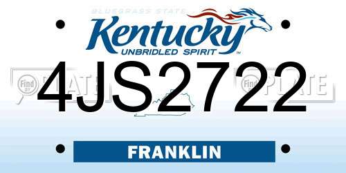 4JS2722 Kentucky License Plate