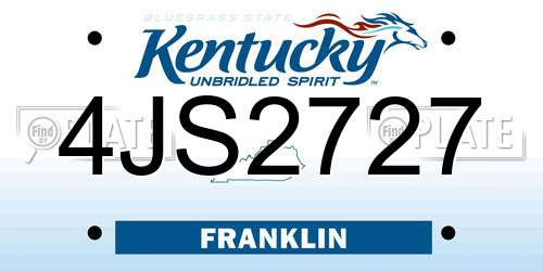 4JS2727 Kentucky License Plate
