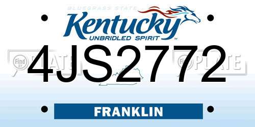 4JS2772 Kentucky License Plate