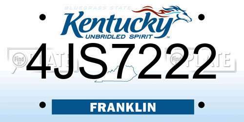 4JS7222 Kentucky License Plate