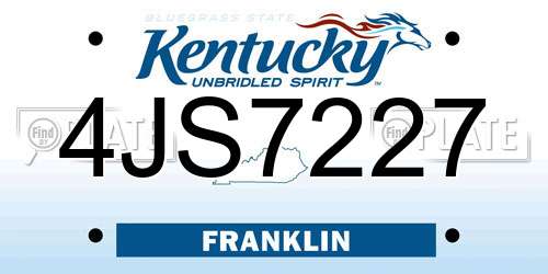4JS7227 Kentucky License Plate