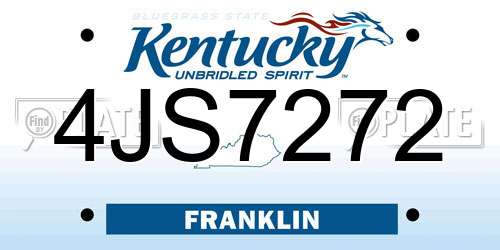 4JS7272 Kentucky License Plate