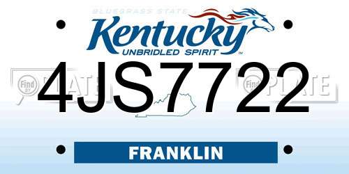 4JS7722 Kentucky License Plate
