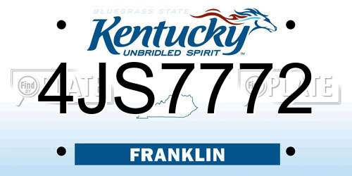 4JS7772 Kentucky License Plate