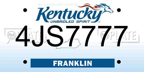 4JS7777 Kentucky License Plate