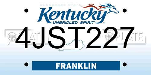 4JST227 Kentucky License Plate
