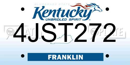 4JST272 Kentucky License Plate