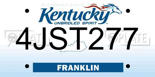 4JST277 Kentucky License Plate