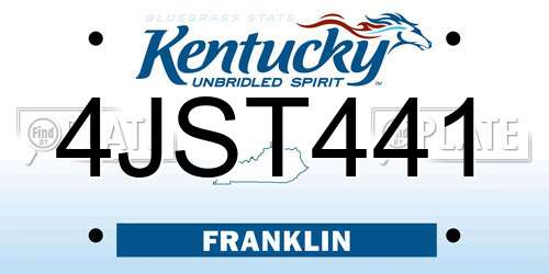 4JST441 Kentucky License Plate