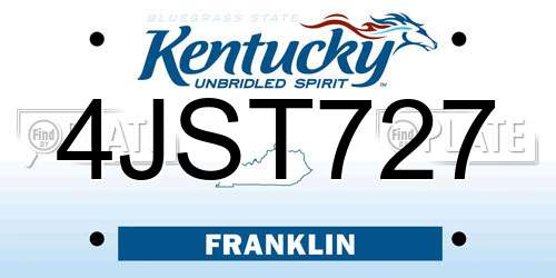 4JST727 Kentucky License Plate