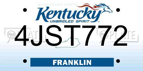 4JST772 Kentucky License Plate