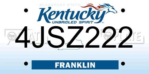 4JSZ222 Kentucky License Plate