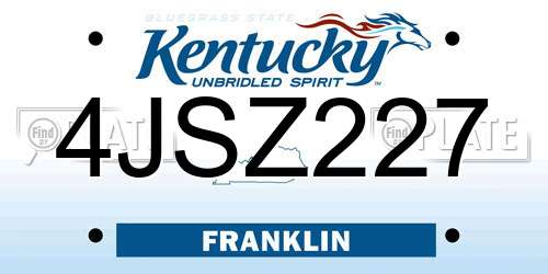 4JSZ227 Kentucky License Plate