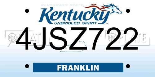 4JSZ722 Kentucky License Plate