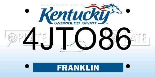 4JTO86 Kentucky License Plate