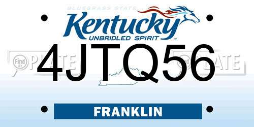 4JTQ56 Kentucky License Plate