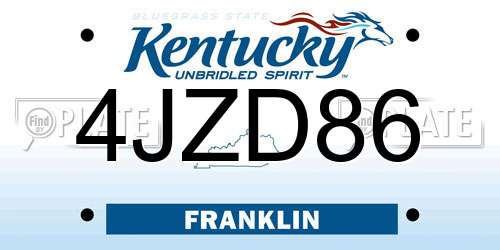4JZD86 Kentucky License Plate