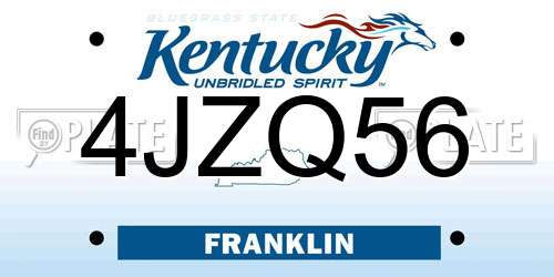 4JZQ56 Kentucky License Plate