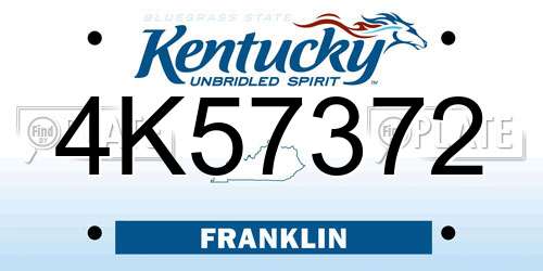 4K57372 Kentucky License Plate