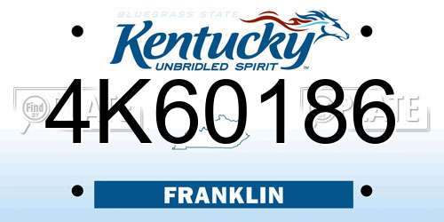 4K60186 Kentucky License Plate