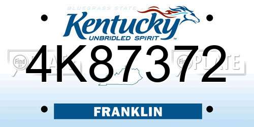 4K87372 Kentucky License Plate