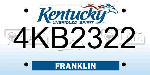 4KB2322 Kentucky License Plate