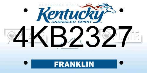 4KB2327 Kentucky License Plate