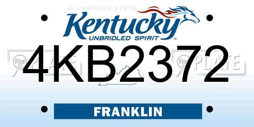4KB2372 Kentucky License Plate
